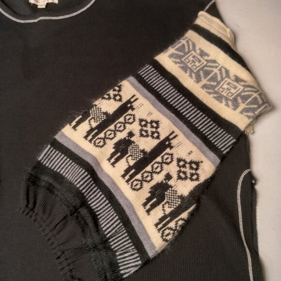 Angel Premium Shirt Plus Size 1X Black Thermal Sweater Sleeves Alpaca Cropped - Picture 13 of 16